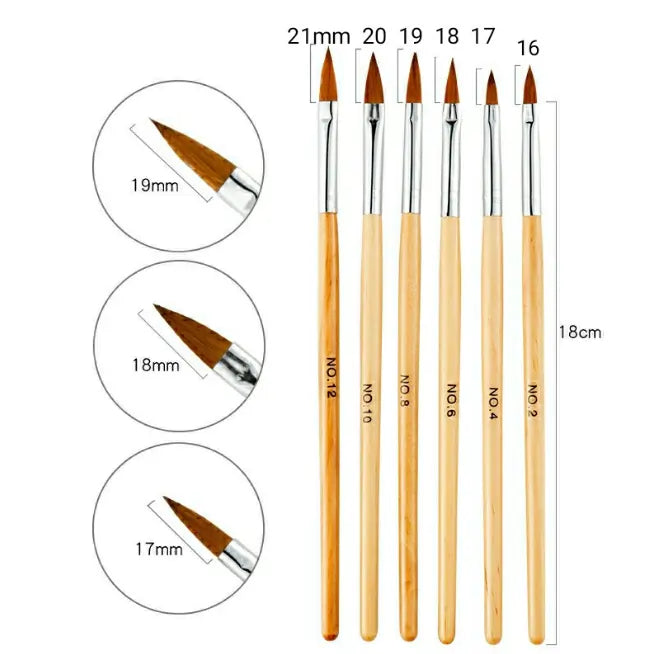 Synthetic Acrylic Brush Wooden Handle SIX PIECE PACKING - 1002