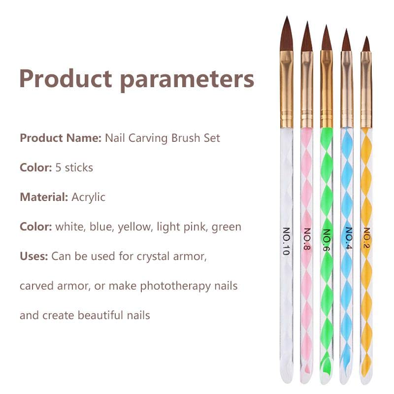 5 PIECE ACRYLIC BRUSH FOR NAIL ART 1005