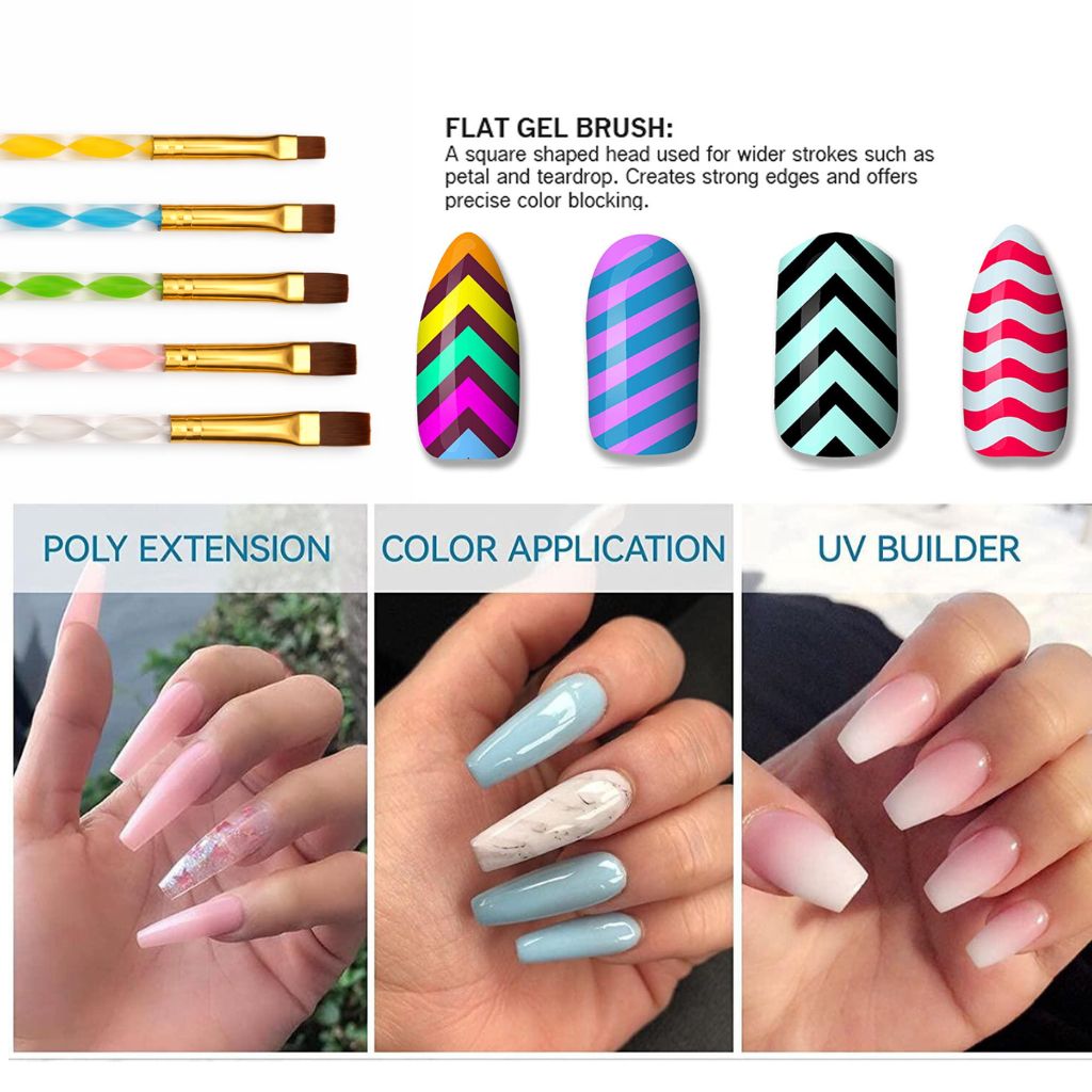 5 PIECE FLAT GEL BRUSH FOR NAIL ART 1006