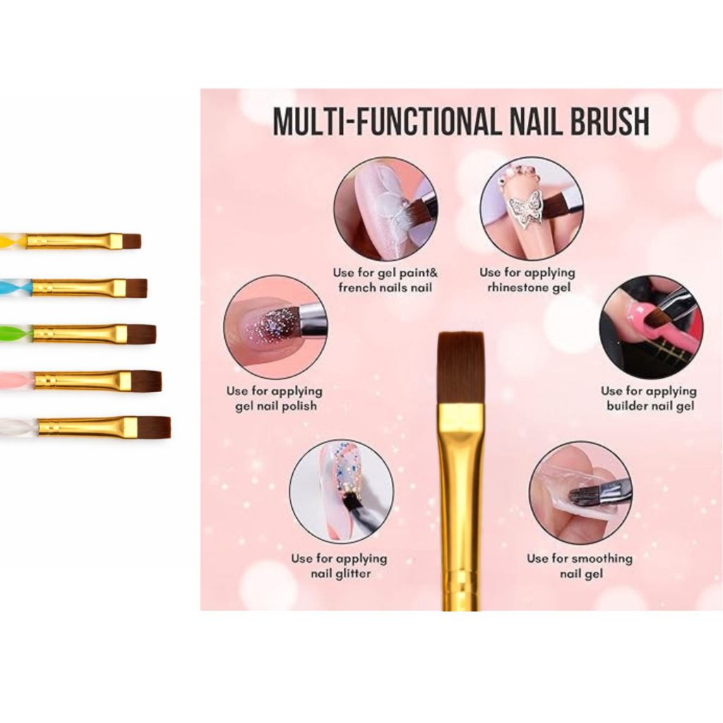 5 PIECE FLAT GEL BRUSH FOR NAIL ART 1006