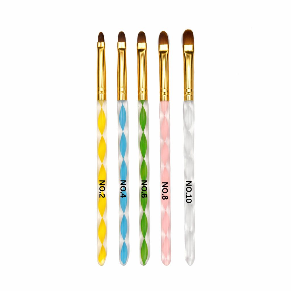 Professional Oval Gel &amp; Acrylic Nail Brush Set (5 Pieces) 1007
