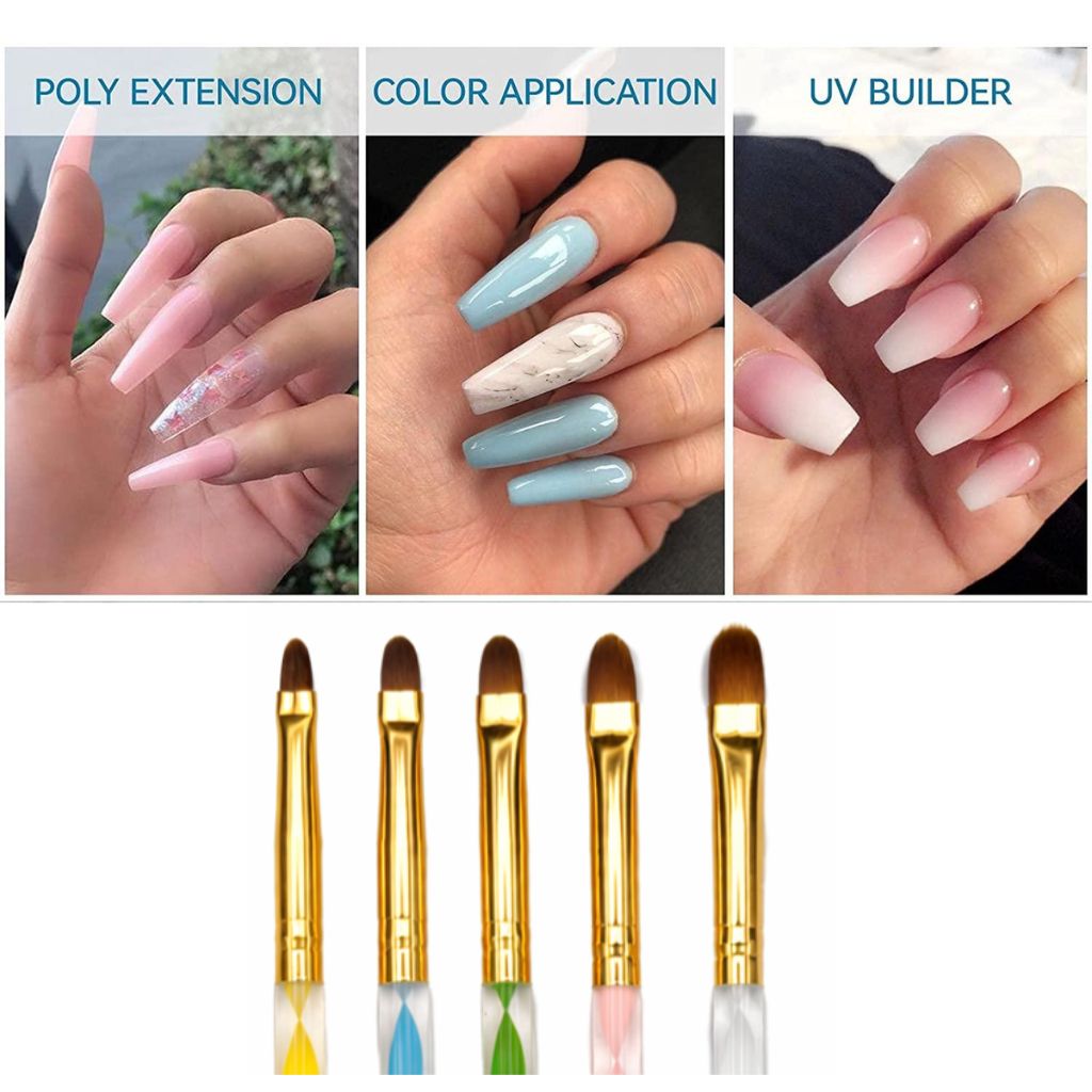 Professional Oval Gel &amp; Acrylic Nail Brush Set (5 Pieces) 1007