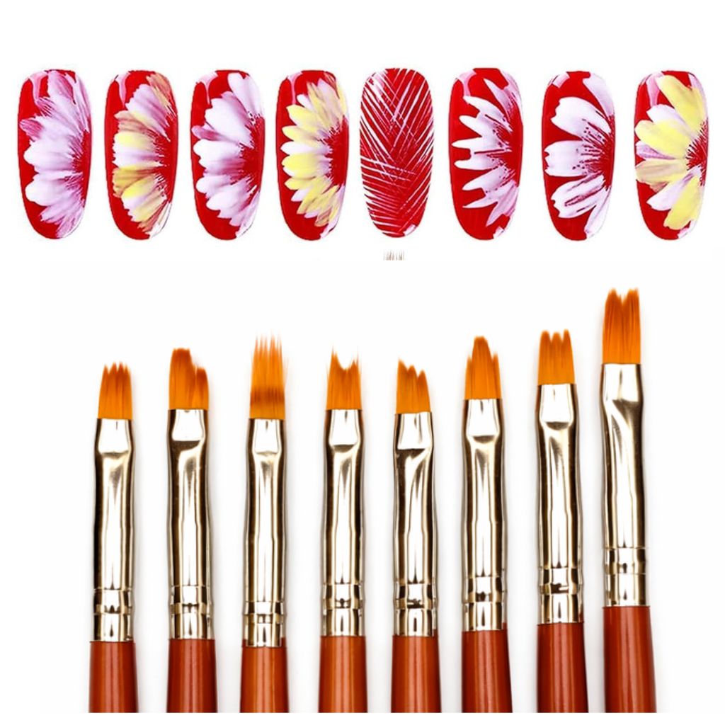 8Pcs Professional Manicure UV Gel Brush Acrylic Nail Art Painting Drawing Brush  1013
