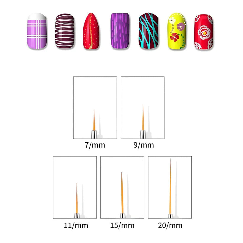 SUZI Ultra Fine Nail Art Detail Brush Set (5 Pieces) 1019