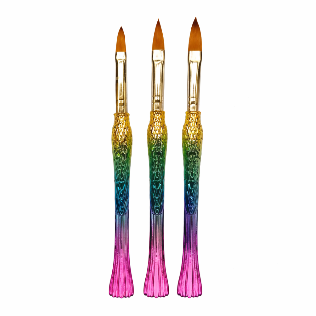 Rainbow Crystal Acrylic Nail Brush Set ( 3 piece ) 1024