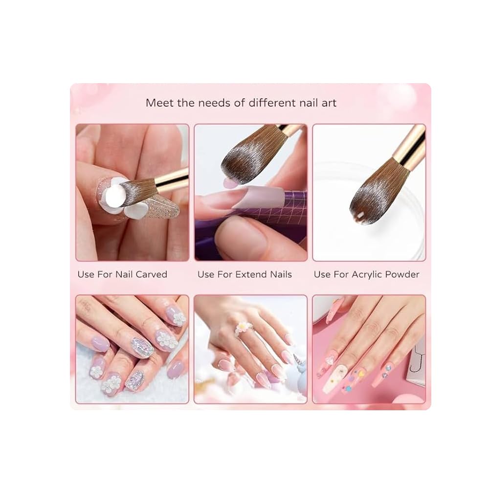 Rainbow Crystal Acrylic Nail Brush Set ( 3 piece ) 1024