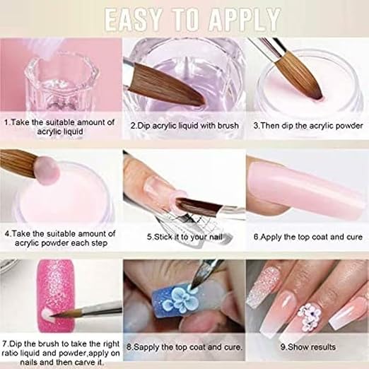 Rainbow Crystal Acrylic Nail Brush Set ( 3 piece ) 1024
