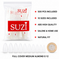 Full Cover Medium Almond Nail Tips – 500 Pieces, 10 Sizes E-12 ( 1117 )