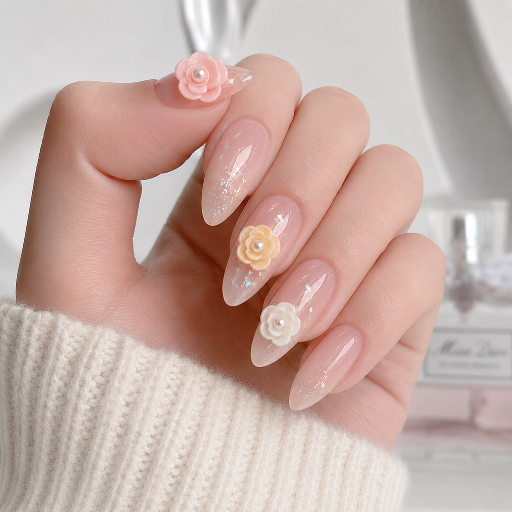 Pearl Rose Nail Charms - 5015