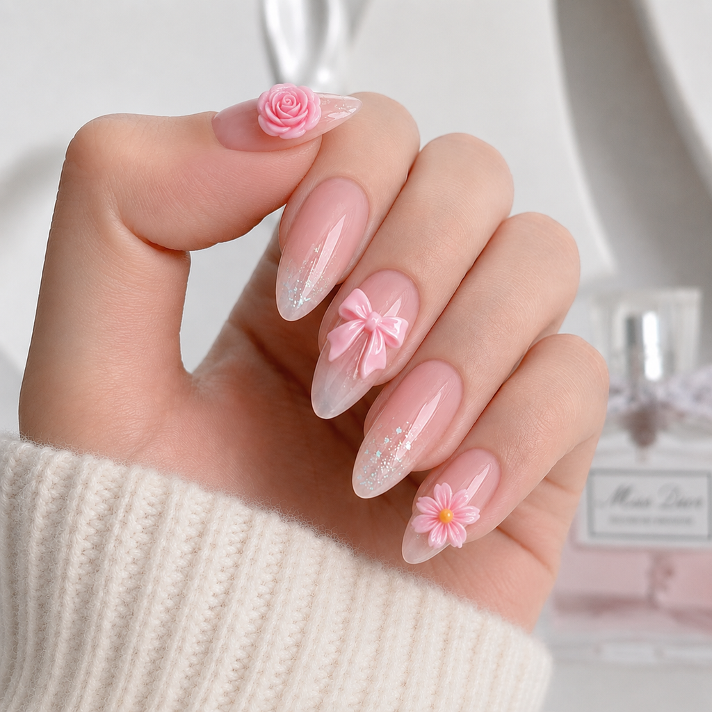 Pink Garden Nail Charms Set - 5016