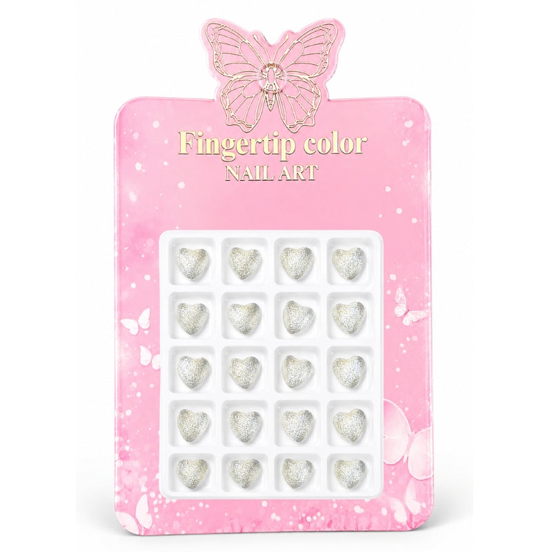 Glitter Heart Nail Charms - 5019