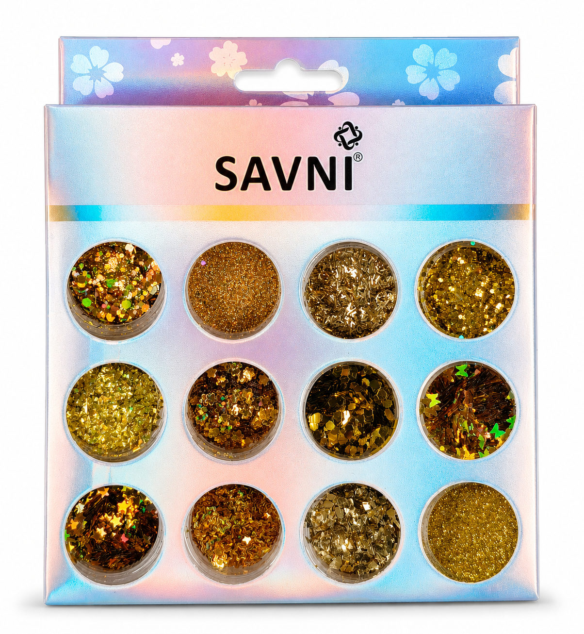 Gold Nail Art Glitter Set – 12 Styles - 5050