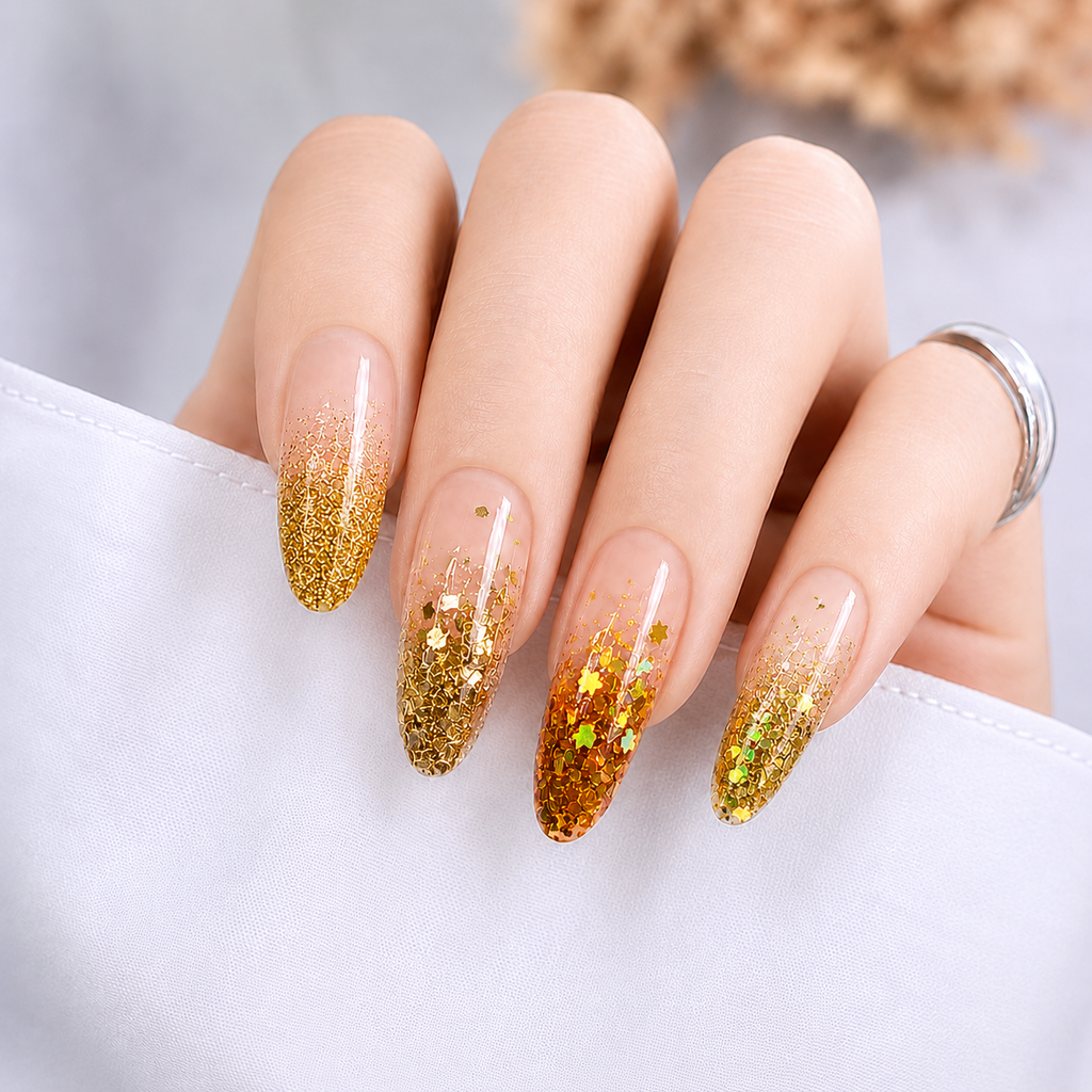 Gold Nail Art Glitter Set – 12 Styles - 5050