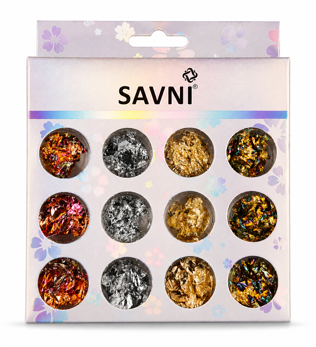 Gold & Silver Foil Nail Art Flakes Set- 5051