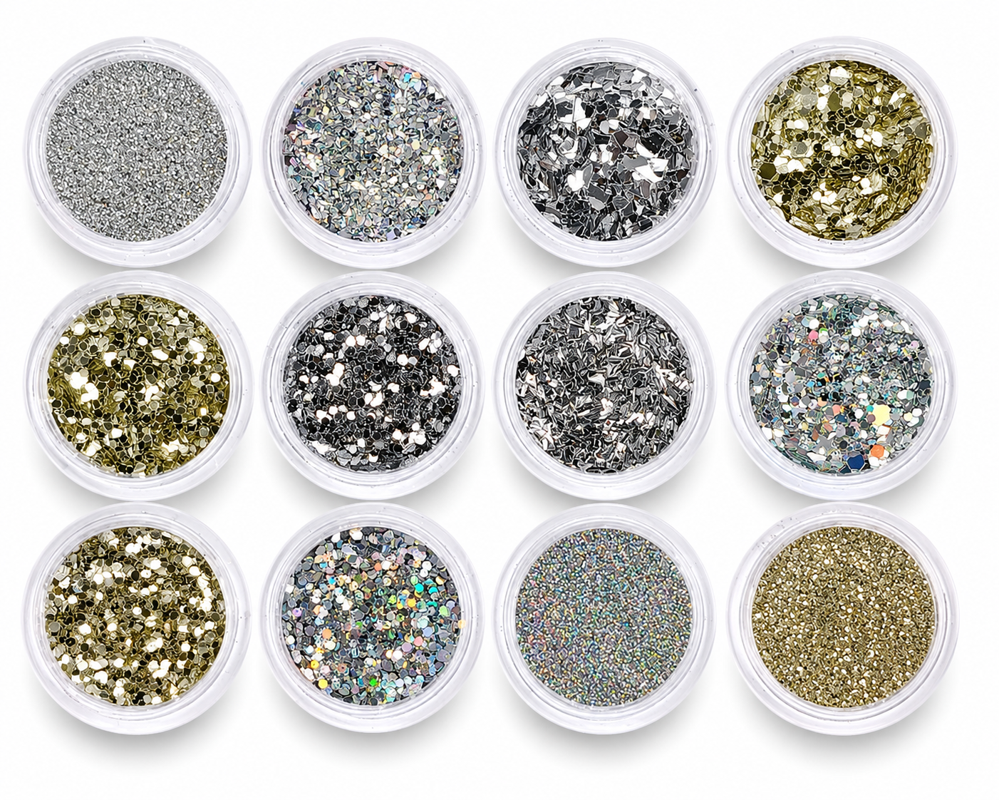 Silver & Gold Nail Glitter Set – 5055