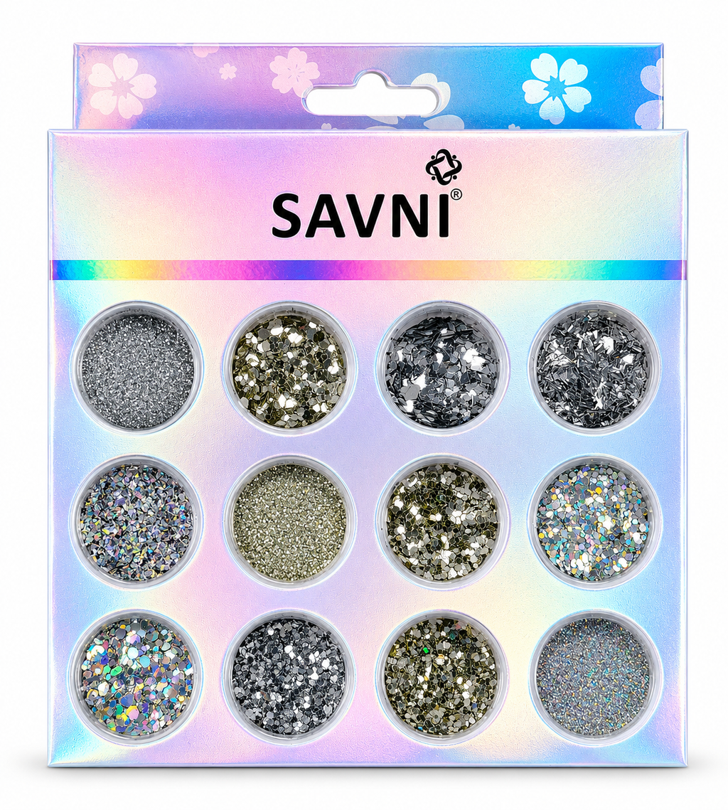 Silver & Gold Nail Glitter Set – 5055