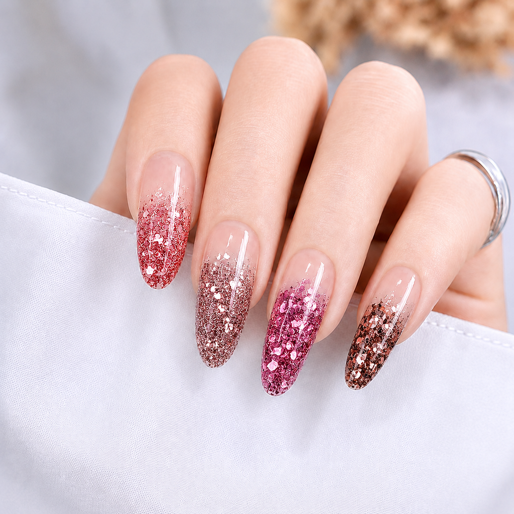 Rose Gold Nail Glitter Set - 5061