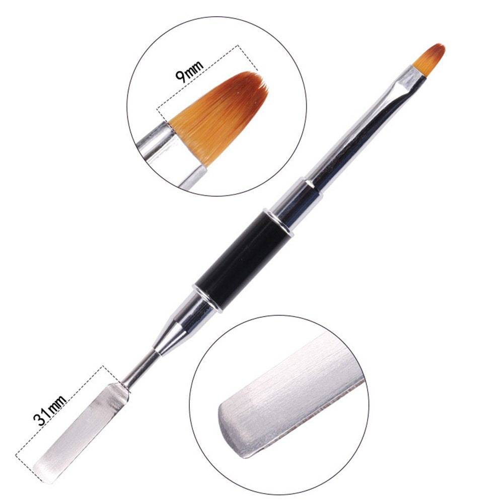 2 Way Poly Gel Nail Art Brush Pen Black Handle UV Gel Nail Polish Painting Sculpting Drawing Nail Gel Brush Tools  1018