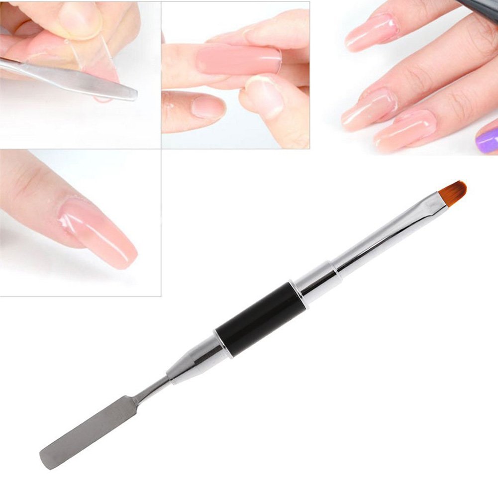 2 Way Poly Gel Nail Art Brush Pen Black Handle UV Gel Nail Polish Painting Sculpting Drawing Nail Gel Brush Tools  1018