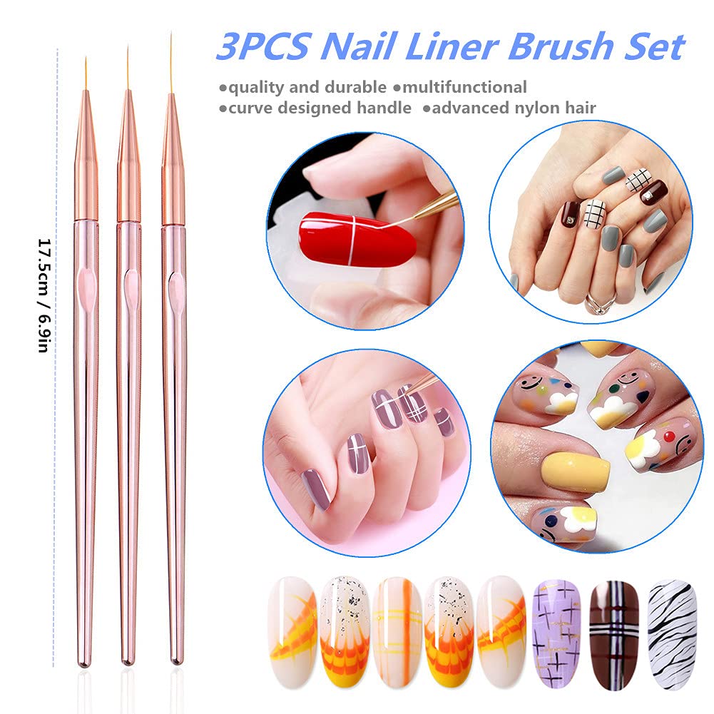 Professional Ultra Fine Nail Art Liner Brush Set (3 Pieces) 1025
