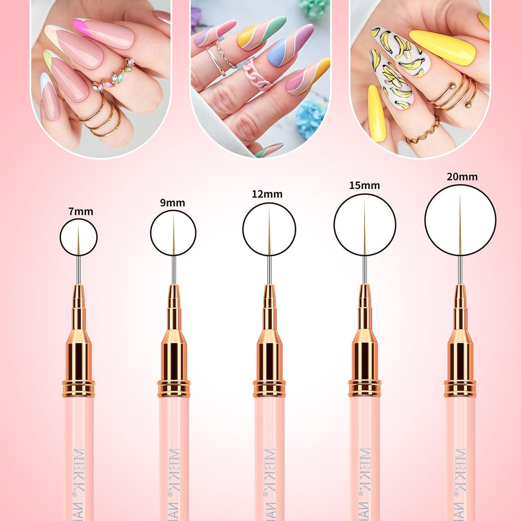 SAVNI Ultra Fine Nail Art Liner Brush Set (5 Pieces) 1012