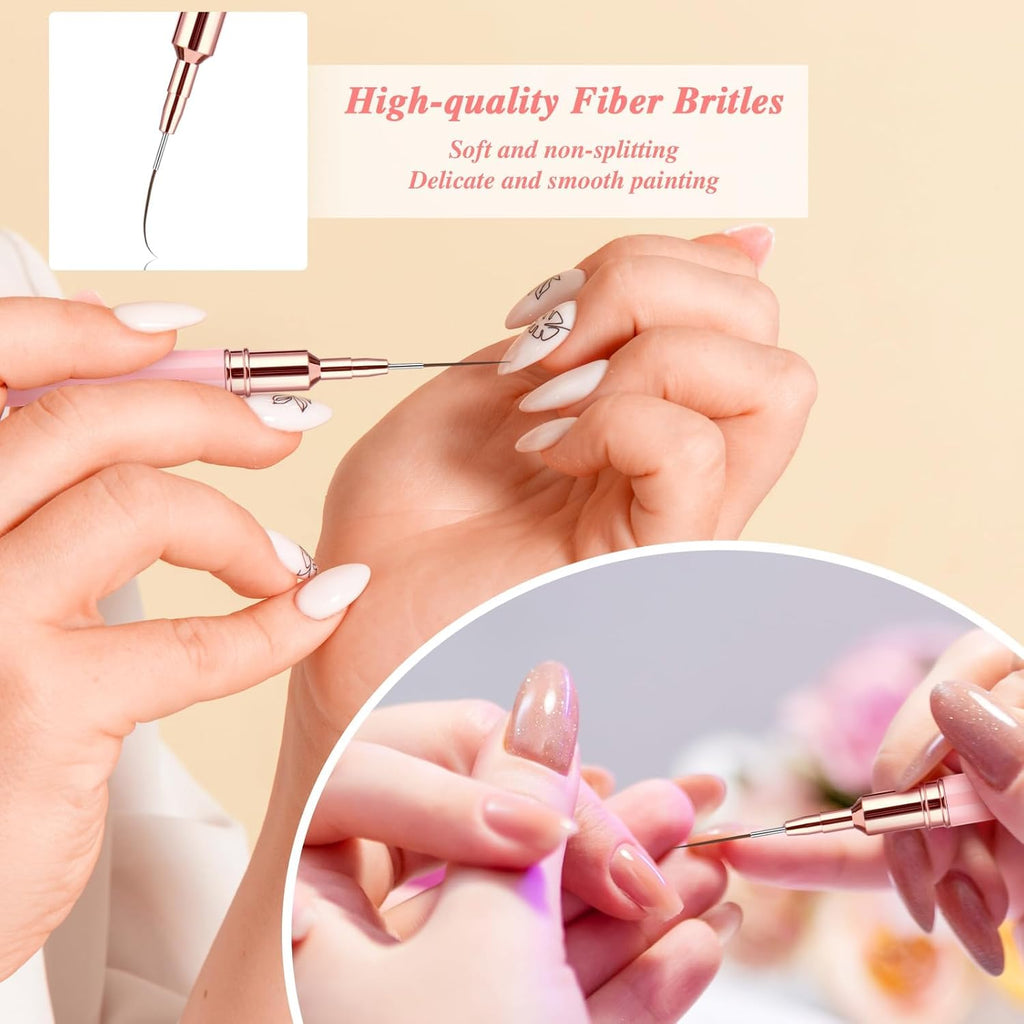 SAVNI Ultra Fine Nail Art Liner Brush Set (5 Pieces) 1012