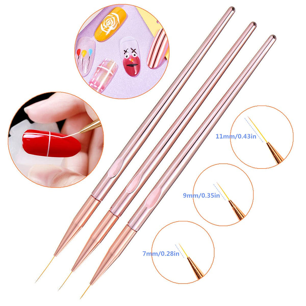 Professional Ultra Fine Nail Art Liner Brush Set (3 Pieces) 1025