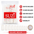 Medium Square Nail Tips – 500 Pieces, 10 Sizes E-11  (  1115  )