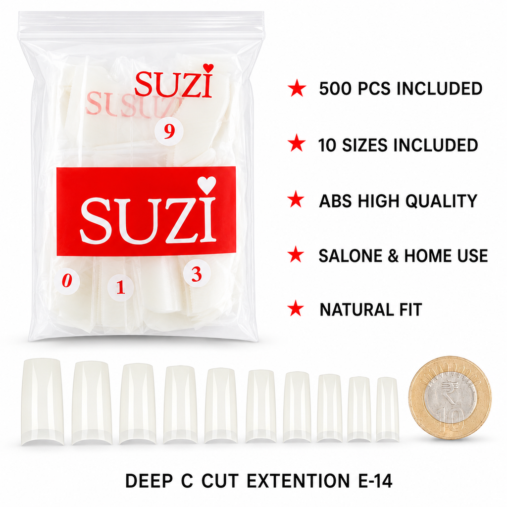 Deep C-Curve Nail Extension Tips – 500 Pieces, 10 Sizes E-14 ( 1120  )