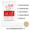 Full Cover Medium Coffin Nail Tips – 500 Pieces, 10 Sizes E-17 ( 1124 )