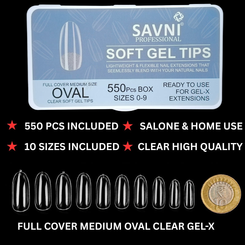 Oval Soft Gel Nail Tips – 550 Pieces, 10 Sizes(  1111 )