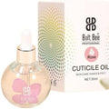 Bolt Bee Professional Cuticle Oil in Rose scent, showing a 30ml dropper bottle with a pink flower graphic and a matching product box with a green and gold gradient pattern. USE IN NAIL ART EXTENTION