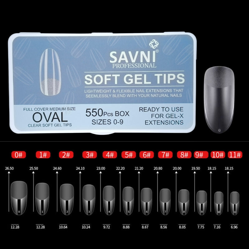 Oval Soft Gel Nail Tips – 550 Pieces, 10 Sizes(  1111 )