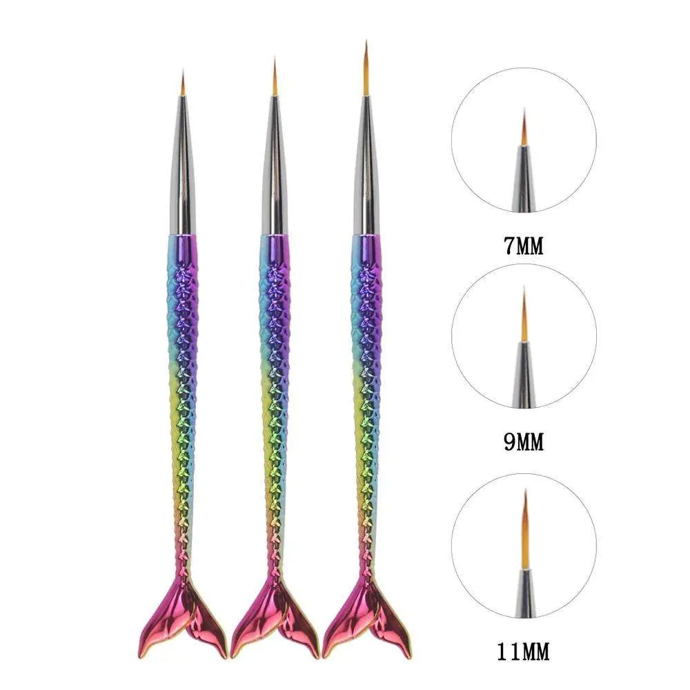 Synthetic Liner  Brushes Mermaid Handle - Set of 3 -1010