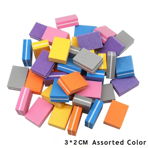Assorted small colorful blocks on a white background