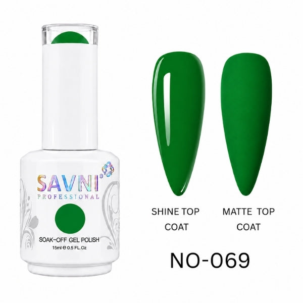 SAVNI Professional gel polish No. 069 with glossy shine and matte nail finishes, 15ml UV LED soak-off nail colour.