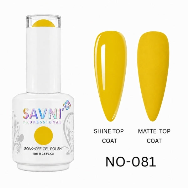 SAVNI Professional Regular gel polish No. 081 with glossy shine and matte nail finishes, 15ml UV LED soak-off nail colour.