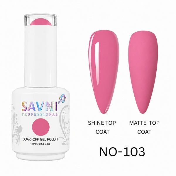 SAVNI Professional Regular gel polish No. 103 with glossy shine and matte nail finishes, 15ml UV LED soak-off nail colour.