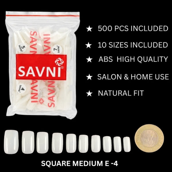Square Medium Nail Tips 500 PCS  E-4 SAVNI-1103