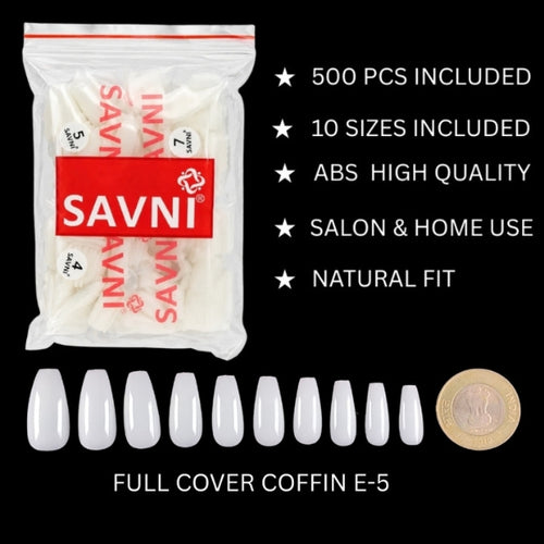 Full Cover Coffin Nail Tips 500 PCS-SAVNI-E-5-1104