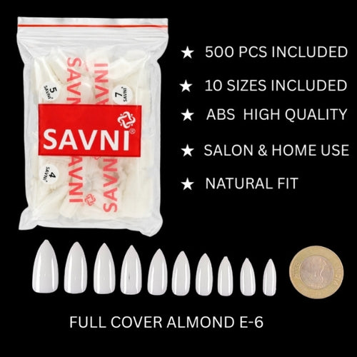 Full Cover Almond Nail Tips 500 PCS – SAVNI E-6-1105