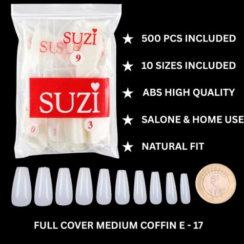 Full Cover Medium Coffin Nail Tips 500 PCS – SUZI E-17-1124
