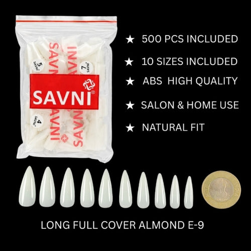Long Full Cover Almond Nail Tips 500 PCS – SAVNI E-9-1108