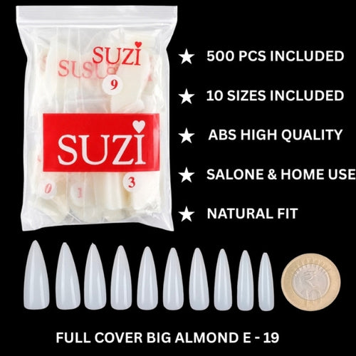 Full Cover Big Almond Nail Tips 500 PCS – SUZI E-19-1126
