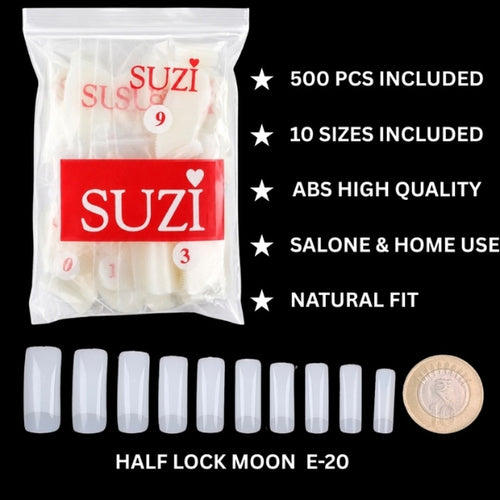 Half Lock Moon Nail Tips 500 PCS – SUZI E-20-1127