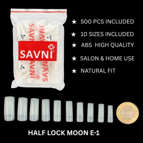 Half Cover Nail Extension Tips E-1 – 500 PCS | SAVNI-1100