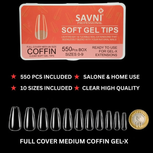 Soft Gel Coffin Nail Tips 550 PCS – SAVNI Professional-1110
