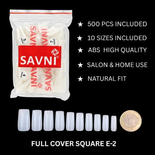 Full Cover Square Nail Extension Tips E-2 – 500 PCS | SAVNI-1101