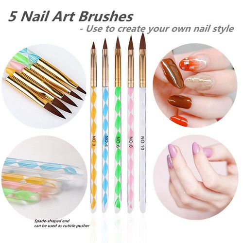 Acrylic Nail Brush Set – ( Sizes 2, 4, 6, 8 & 10 ) -5 Pieces 1005