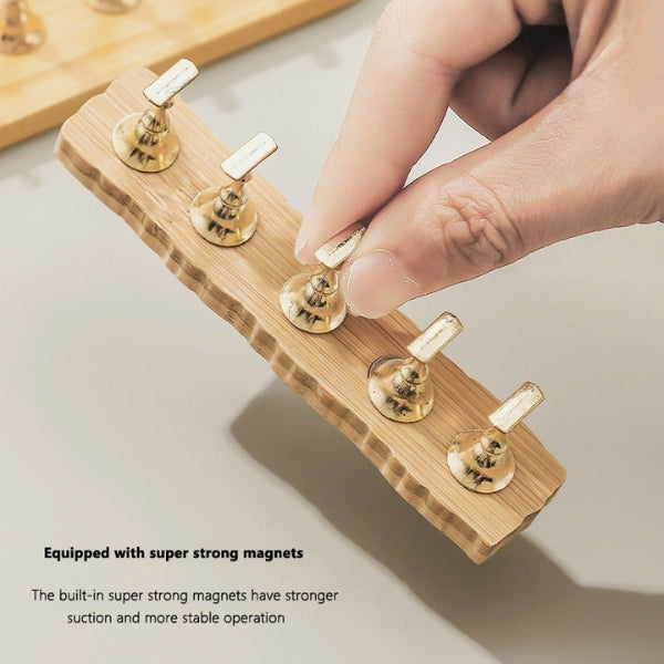 Nail Tip Display Stand – Wooden Base with 5 Gold-Tone Holders-2012